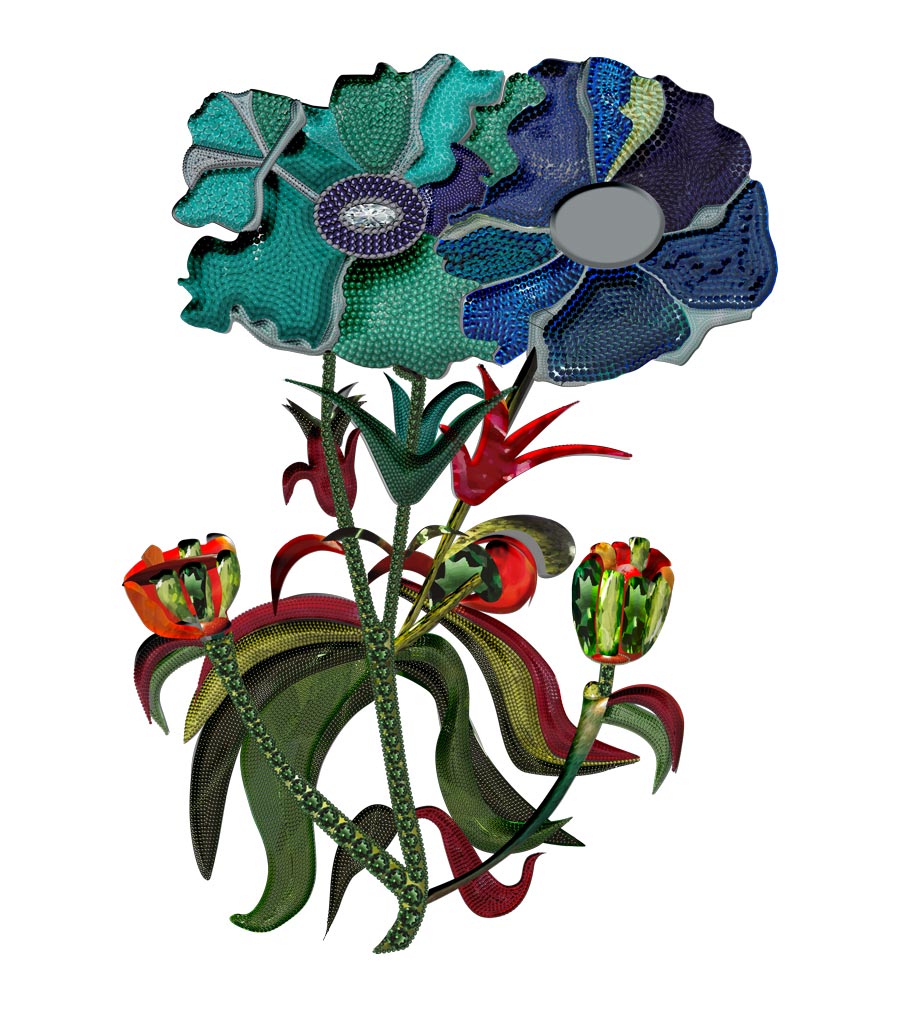 Joya Pareja en Flor perteneciente a la tercera colección de Karmele Jewelry Design