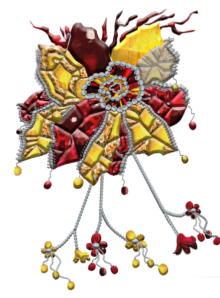 Joya Flor grande perteneciente a la tercera colección de Karmele Jewelry Design